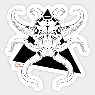 Mysteries Of The Deep - Geometric - Symmetrical - Black Octopus Sticker